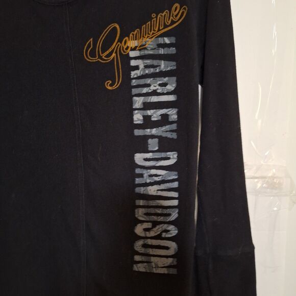 Harley Davidson Women's Waffle Weave Shirt Thermal Style Graphic Biker Chic XL - Picture 2 of 7